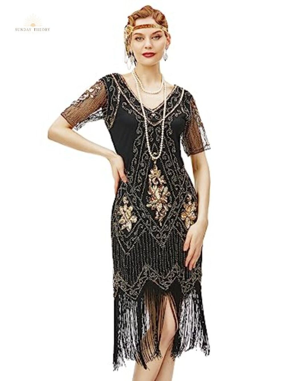 Fringed Sequin Art Deco Flapper Dress Sleeveless Bodycon Midi Party